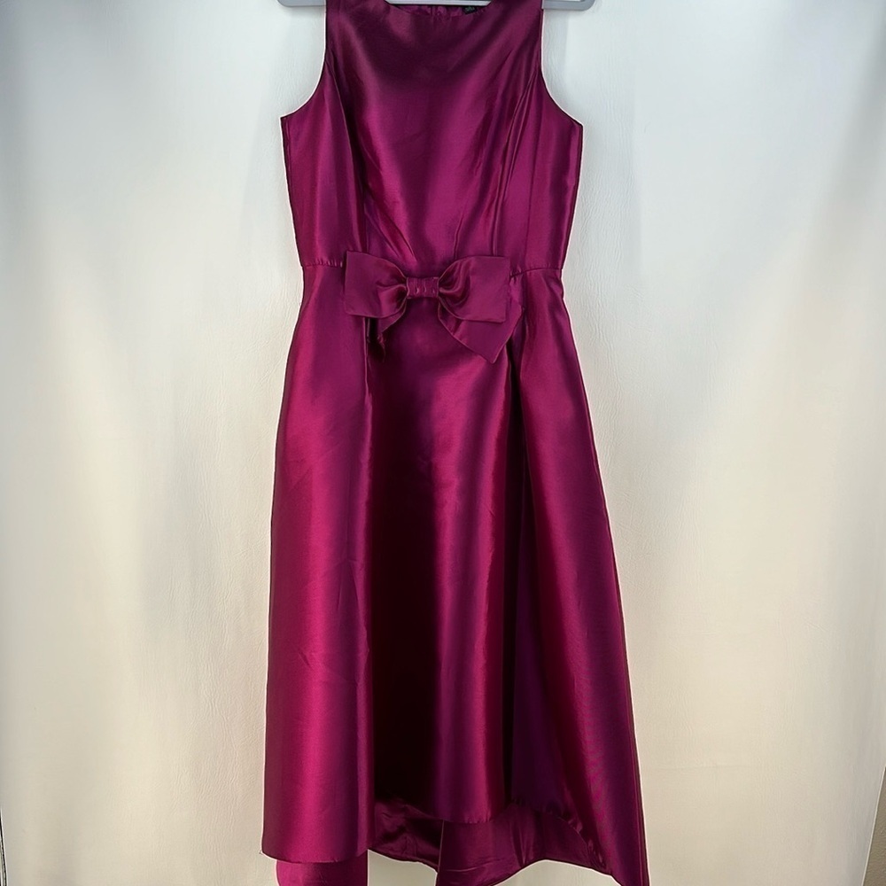 Tahari Sleeveless Satin High Low Maxi Dress